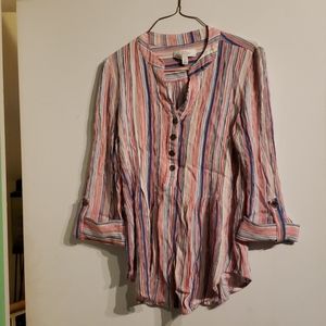 New Dircetions Crinkle half button up blouse